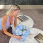 Blue A Line Two Piece Halter Layered Chiffon Mini Homecoming Dress Vacation Dress SH4196