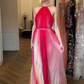 Elegant A Line Halter Pink Ombre Chiffon Long Prom Dress Evening Dress SH7701