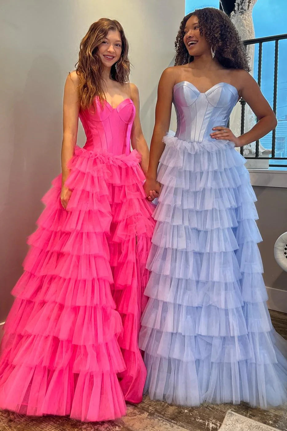 Black A Line Sweetheart Neck Layered Satin Tulle Long Wedding Guest Dress Evening Dress with Slit SH2920