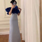 Gentle Pink Mermaid Off the Shoulder Organza Satin Prom Dress Party Dress with Slit SH3680