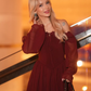 Burgundy  A Line Long Sleeve Chiffon Short Homecoming Dress Cocktail Dress SH3591