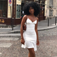 White Spaghetti Straps Ruffles Party Dress Elegant Homecoming Dress SH618