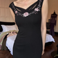 Vintage Black Mermaid Embroidery Satin Prom Dress Evening Dress Date Dress SH5600