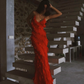 Red Backless Long Prom Dress With Ruffle  SH727