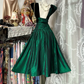 Vintage Hunter Green A Line Round Neck Velvet Satin Short Prom Dress SH5247