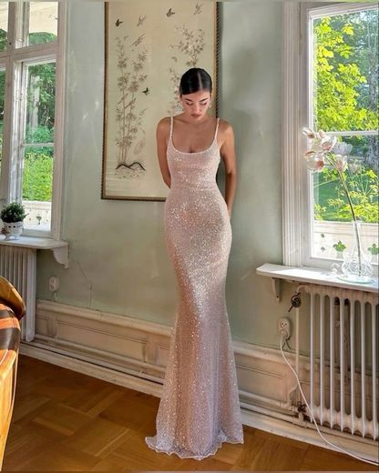 Elegant Mermaid Sequin Prom Dress Long Brithday Evening Dress SH1215