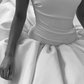 Pretty Ball Gown Strapless Simple White Satin Long Wedding Dress SH4144