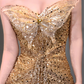 Golden Butterfly Mermaid Strapless Sequin Prom Dress Party Dress SH4076