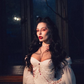 Unique Timeless A Line Long Sleeve Red Beaded White Chiffon Prom Dress Wedding Dress SH6686
