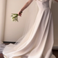 Classic Pretty A Line Spaghetti Straps White Satin Wedding Dress SH5080