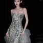 Exquisite Silver Sequin Beaded Mermaid Sweetheart Neck Long Date Dress Evening Dress Prom Dress SH3443