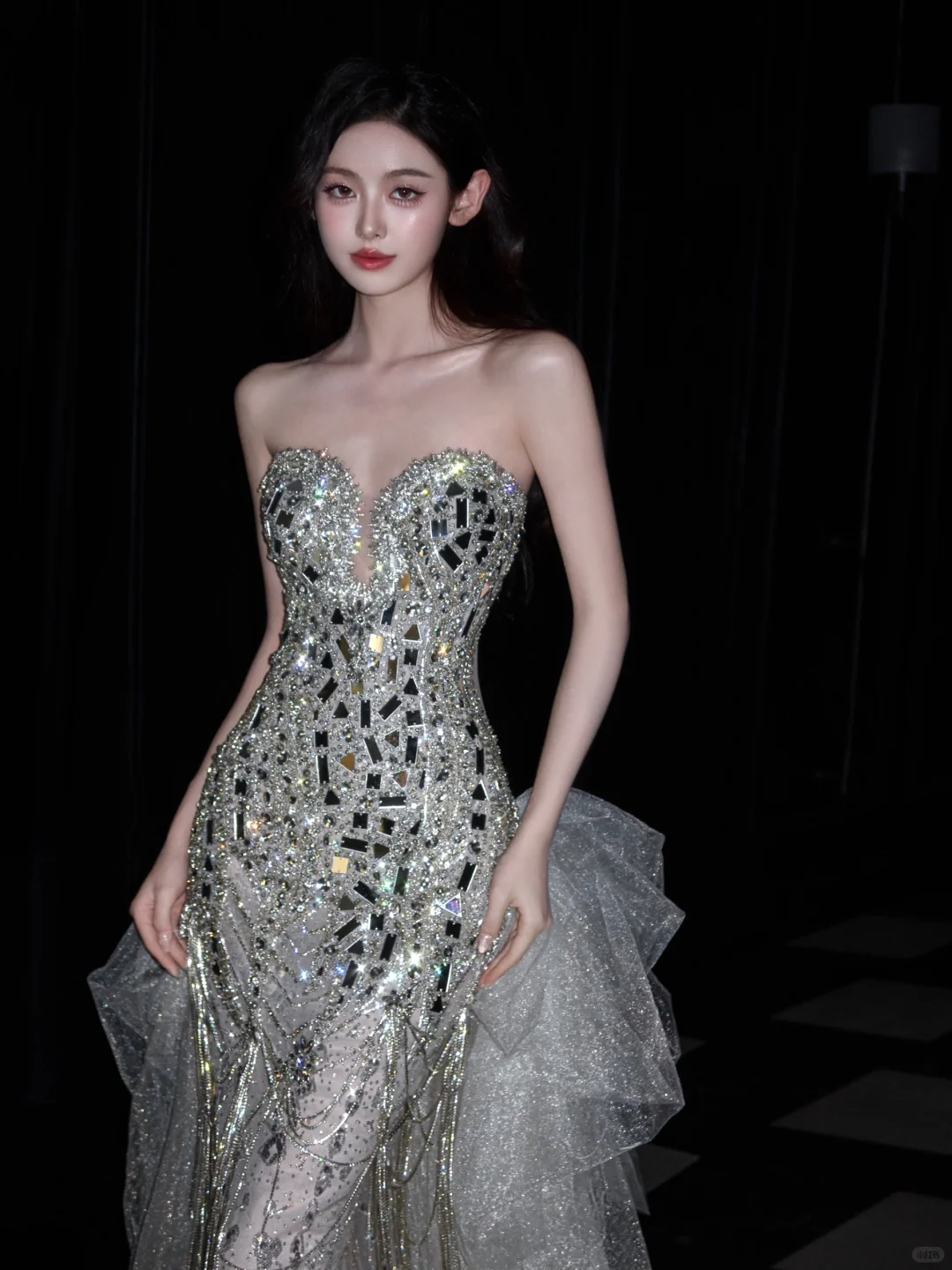 Exquisite Silver Sequin Beaded Mermaid Sweetheart Neck Long Date Dress Evening Dress Prom Dress SH3443