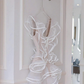 White A Line V Neck Ruffle Layered Tulle Short Homecoming Dress Outfits SH4431