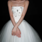 Sweety A Line Strapless Bow Knot White Tulle Long Wedding Dress SH8928