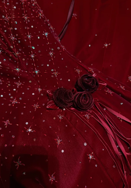 Burgundy A Line Strapless Beaded Velvet Long Prom Dresses 16th Birthday Dresses SH4635