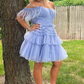 Off The Shoulder Pleated Tiered Tulle Party Dress,Pretty Homecoming Dress SH641