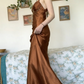 Vintage Halter V Neck  Beaded Appliques 90s Prom Dress Mermaid Evening Dress SH1132