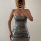 Sexy Silver Spaghetti Straps Sequin Backless Short Prom Dress Homecoming Dress Outfits SH6841