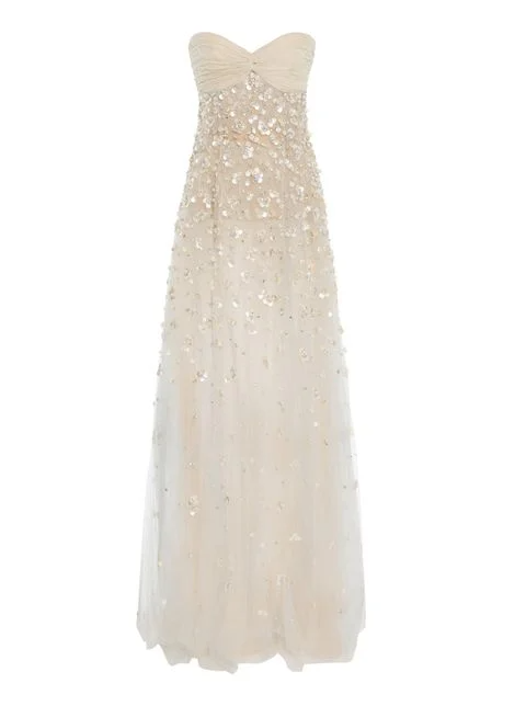 Dreamy Beige A Line Sweetheart Neck Sequin Beaded Tulle Prom Dress Graduation Prom Dress SH5281