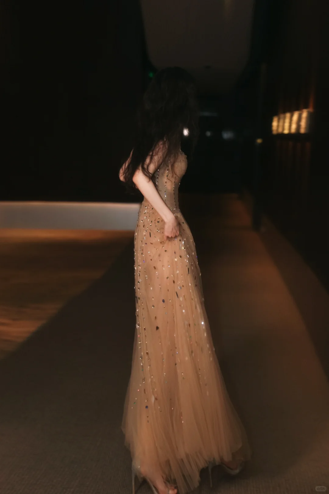 Shiny A Line Spaghetti Strap Multi-color Rhinestone Tulle Prom Dress Party Dress SH4740