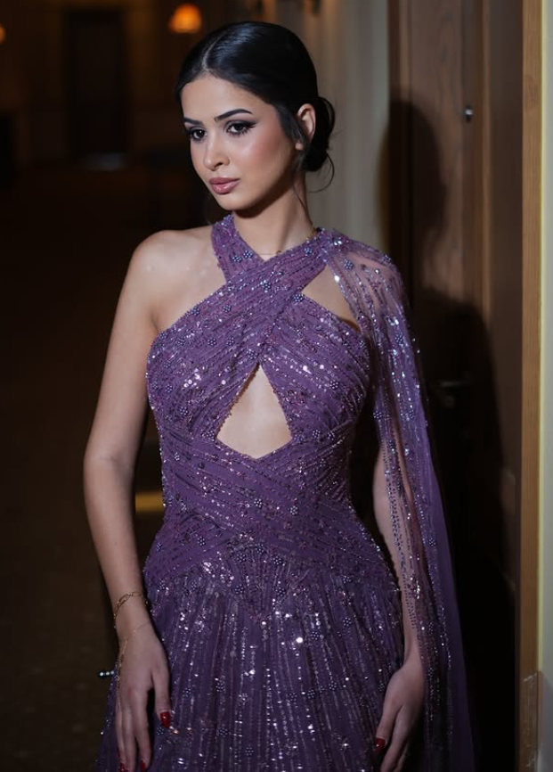 Stunning Purple A Line Halter Sequin Tulle Prom Dress Evening Dress SH6530