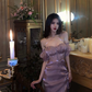 Sexy Purple Sheath Halter Satin Prom Dress Party Dresses with Slit SH4596