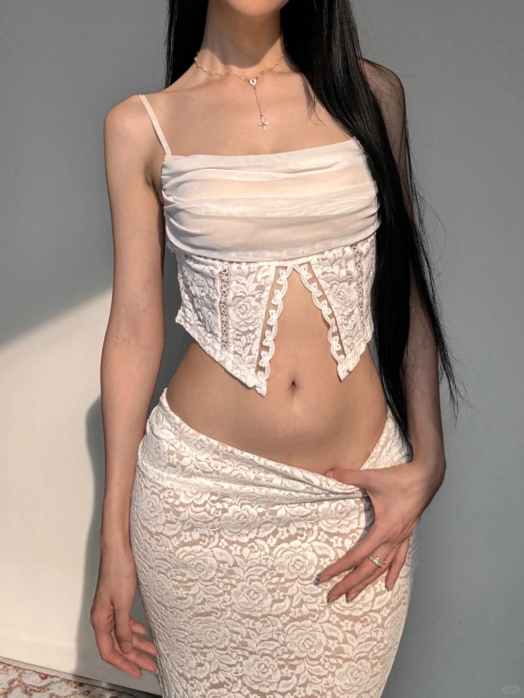 Sexy Two Piece Mermaid White Lace Prom Dress Evening Dress Date Dress SH4903