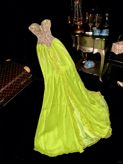 Stunning Mermaid Sweetheart Neck Beaded Chiffon Satin Prom Dress Evening Dress SH3180