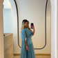 Lake Blue A Line Flowy Chiffon Long Prom Dress Party Evening Dress SH5705
