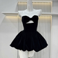Black A Line Sweetheart Neck Velvet Short Homecoming Dress Outfits SH4435