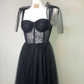 Elegant Black Sweatheart Neck Slit Long Prom Dress Lace Tulle Evening Dress SH615