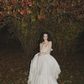Princess Ball Gown Strapless Ivory Lace Satin Long Prom Dress Party Dress SH5317