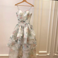 Print Floral A Line Straps Layered Chiffon Prom Dress Outfits SH5156