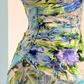 Unique Vintage A Line Straps Blue Green Print Floral Chiffon Prom Dress Outfits SH5508