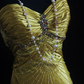 Vintage Mermaid Strapless Beaded Olive Green Satin Prom Dress Wedding Guest Dress SH5334