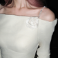 Elegant Mermaid Long Sleeve Floral White Satin Open Back Long Sweep Wedding Dress SH4931