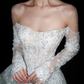 Beautiful A Line Long Sleeve Sequin Lace Long Train Wedding Dress SH6615