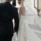 Stunning Ball Gown Strapless White Lace Satin Long Wedding Dress SH4695