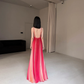 Elegant A Line Halter Pink Ombre Chiffon Long Prom Dress Evening Dress SH7701