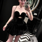 Black A Line Sweetheart Neck Velvet Short Homecoming Dress Outfits SH4435