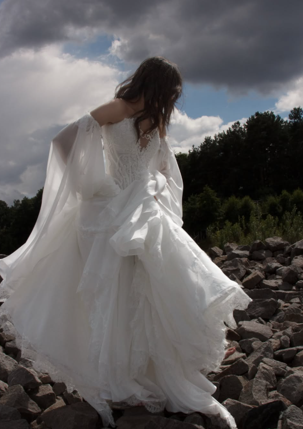 Ethereal Pretty A Line Exquisite White Chiffon Prom Dress Wedding Dress SH6684