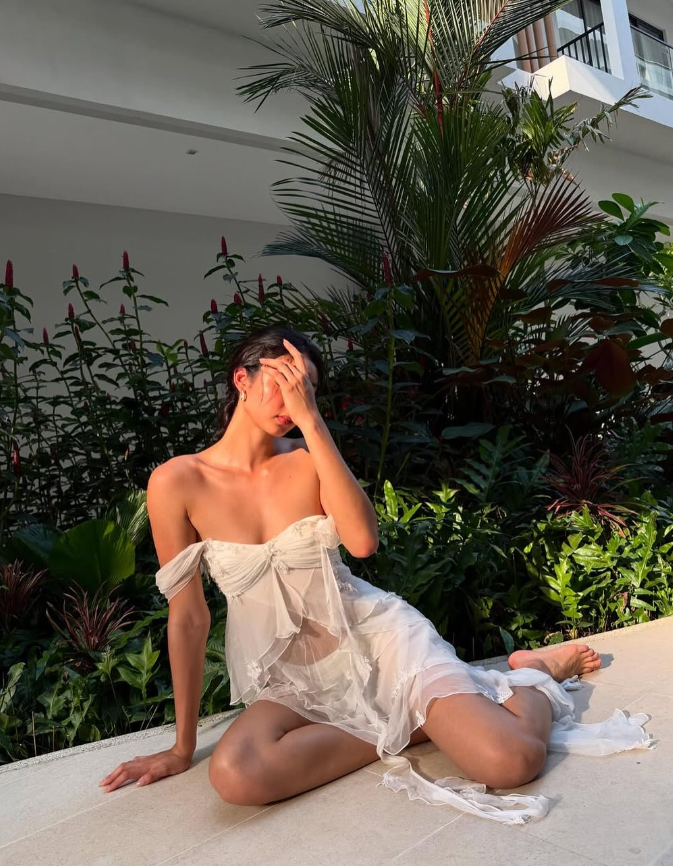 Gentle A Line Two Piece Appliques Tiered Ivory Chiffon Party Dress Evening Dress SH2886