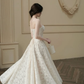 Sweety A Line Spaghetti Straps Long Sleeve White Lace Long Prom Dress SH5296