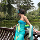 Charming A Line Sweetheart Neck Rhinestone Chiffon Prom Dress Evening DressSH2634