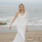 Flowy Mermaid Back Butterfly White Chiffon Prom Dress Vacation Dress SH6264