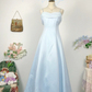 Vintage Yellow Simple A Line Spaghetti Strap Chiffon Satin Prom Dress Outfits SH4952