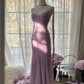 Lilac Mermaid Spaghetti Strap Beaded Chiffon Long Prom Dress Graduation Prom Dress SH2486