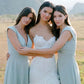 Simple A Line Satin V Neck Blue Sleeveless Long Bridesmaid Dresses SH6282