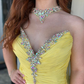 Pretty Yellow Mermaid Sweetheart Neck Rhinestone Satin Prom Dress Party Evening Dress SH7238