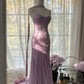 Lilac Mermaid Spaghetti Strap Beaded Chiffon Long Prom Dress Graduation Prom Dress SH2486